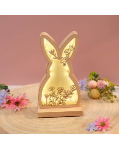 BLOSSOM BUNNIES WOOD ORNAMENT WITH LED