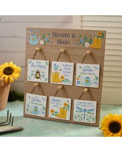 BLOSSOM AND BLOOM 6 ASSTD DESIGNS WOOD SQUARE HANGER WITH STAND 36