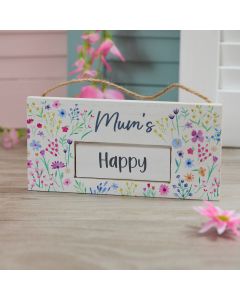 MUMS WOOD FLORAL SPIN SIGN HAPPY P*SSED OFF HANGING SIGN