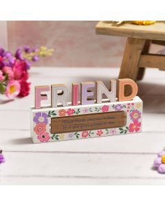 BRIGHT AND BEAUTIFUL WOOD CUT OUT FRIEND WOOD BLOCK WITH SPINNING BLOCK TWO SAYINGS