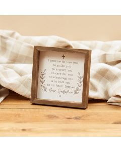 BABY GODFATHER EASEL PLAQUE WITH VERSE WOODEN WITH CROSS