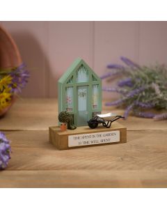 GREENHOUSE TIME SPENT IN GARDEN WOOD DECORATIVE BLOCK
