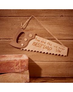 BEST DAD SHAPED SAW PLAQUE NATURAL WOOD