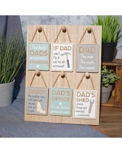 DAD WOODEN ENGRAVED CHUNKY HANGERS 6 ASSTD WITH STAND 36