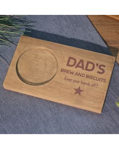 FUN DAD BREW AND BISCUITS WOOD COASTER TRAY