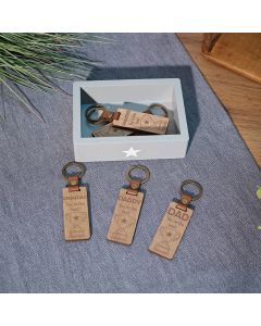 FUN DAD CHUNKY WOOD KEYRING 3 ASST WITH TRAY 36