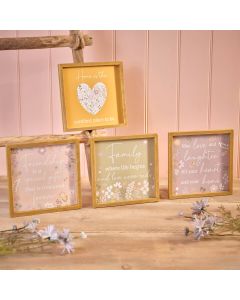 DITSY FLORAL WOOD FRAMED PLAQUE 4 ASSTD DESIGNS