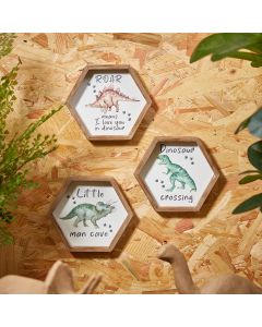 DINOSAUR HEXAGONAL BLOCK WOODEN 3 ASSTD+