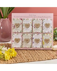 FLORAL WOOD POCKET HEART HUG 8 ASSTD STAND 48