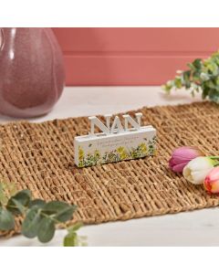 FLORAL WOOD NAN CUT OUT WORD BLOCK WITH VERSE