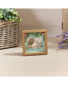 FLORAL FEATHERED WOOD FRAMED MUM PLAQUE WITH RESIN BIRDS