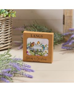 FLORAL FEATHERED BIRDS WITH BATH HEAT RESISTANT COASTER BOX OF 4