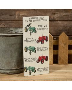 TRACTOR FARM HUMOUR LONG PLAQUE WHITE WOOD SPARE TIME