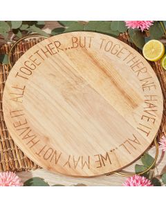 FAMILY ACACIA WOOD ROUND BOARD LARGE WITH HANDLES++