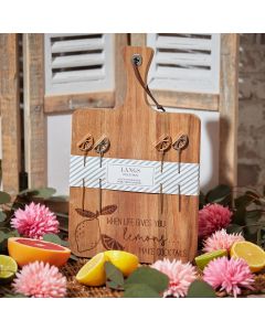 ACACIA BOARD WITH METAL LEMON PICKS++