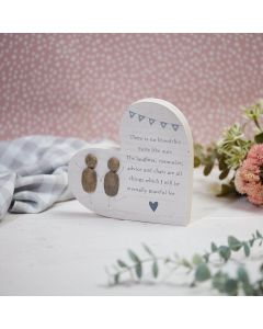 FRIEND HEART BLOCK WHITEWASHED WOOD WITH RESIN PEBBLE FRIENDS