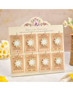 FLORAL SERENADE WOOD FLOWER POCKET HUG ON CARD 8 ASST WITH STAND 48