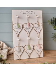 GRACEFULLY GIFTED 6 ASSTD WOOD HEART HANGING WITH TAG STAND OF 36