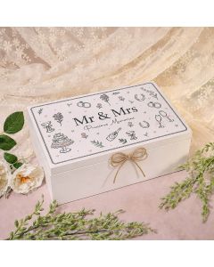 HAPPILY EVER AFTER PRECIOUS MEMORIES WOOD BOX WITH KRAFT STRING BOW
