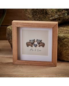 DOUGAL HIGHLAND COW ME & COO WOOD FRAMED RESIN PEBBLE PICTURE