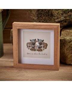 DOUGAL HIGHLAND COW HERD WOOD FRAMED RESIN PEBBLE PICTURE