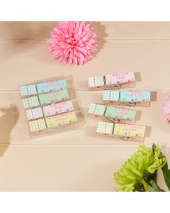 BRIGHT RETRO FLORAL PEG 4 ASSTD WOODEN IN CLEAR BOX