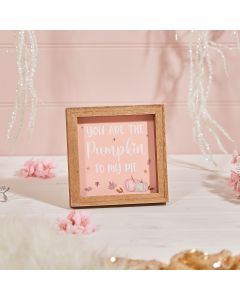 PINK PUMPKIN TO MY PIE PLAQUE WOODEN WITH AUTUMN LEAVES++