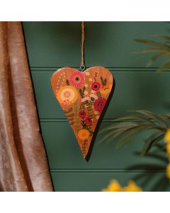 FLORAL LUXE MANGO WOOD HANGING HEART