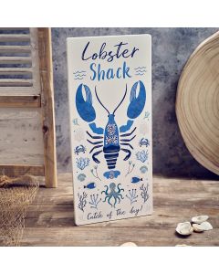 LOBSTER LOVE WOOD TALL PLAQUE