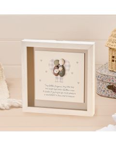 TINY LITTLE FINGERS BABY RESIN COUPLE KEEPSAKE WOOD FRAMED SHADOW BOX