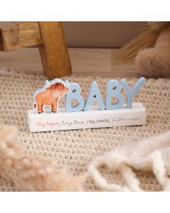 MINI FARM MONTY HIGHLAND COW CUT OUT WOOD BABY BLOCK