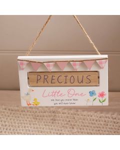 MINI FARM MABEL THE GOOSE PRECIOUS OR SWEET DREAMS LITTLE ONE SPIN WOOD HANGING PLAQUE