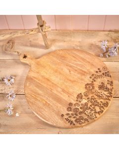 MANGO WOOD WITH ENGRAVED FLOWER DETAIL EXTRA LARGE DECORATIVE BOARD