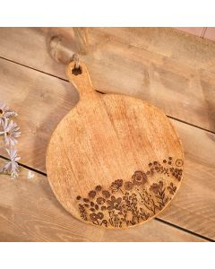 MANGO WOOD WITH ENGRAVED FLOWER DETAIL LARGE DECORATIVE BOARD