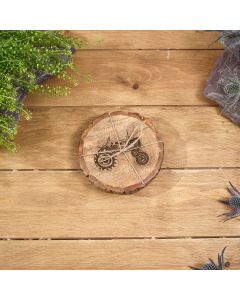 MANGO WOOD ENGRAVED TRACTOR DETAIL SET OF 2 COASTERS WITH BARK EDGE
