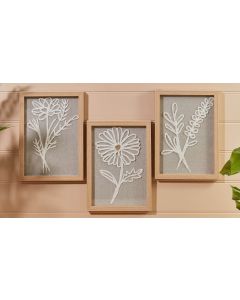 HANDCRAFTED PAPER FLOWER FRAMED PLAQUE 3 ASSTD WOODEN++