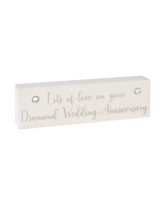 DIAMOND WEDDING BLOCK WHITE WOOD WITH QUOTE & 3D DIAMANTES+++