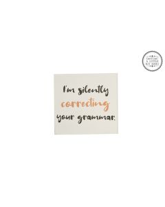RUDE HUMOUR GRAMMAR COASTER WHITE WOOD WITH SCRIPT QUOTE++