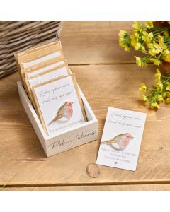 ROBIN REMEMBRANCE TOKEN ON CARD 36/STAND WOODEN WITH ENVELOPE