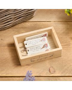 ROBIN REMEMBRANCE KEYRING 2 ASSTD 36/TRAY WHITE WOOD