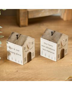 RUSTIC PAULOWNIA WOOD CHUNKY HOUSE BLOCK 2 ASSTD SAYINGS