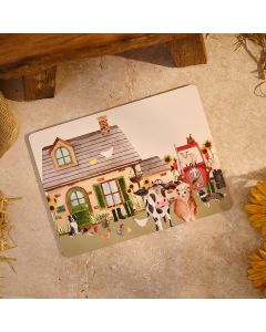 RURAL FARM ANIMAL SCENE HEAT RESISTANT PLACEMAT BOX OF 4