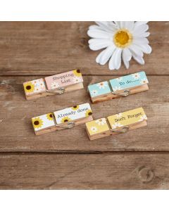 SUNSHINE FLORAL PEG MAGNET S/4 IN BOX WOODEN+