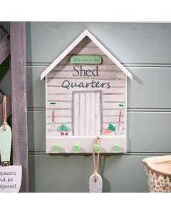 GARDEN SHED QUARTERS PEG PLAQUE WOODEN WITH VEGETABLES