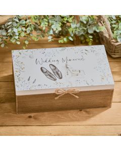 WEDDING MEMORIES BRIDE AND GROOM SHOES WOOD BOX