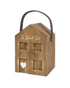 WELSH HOUSE DOORSTOP NATURAL WOOD WITH WHITE HEART & QUOTE*2022*++