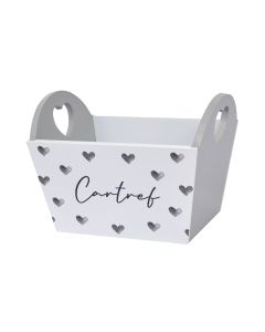 WELSH CARTREF CRATE WHITE WOOD WITH GREY HEARTS*++