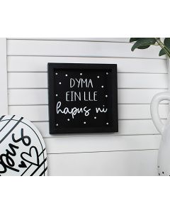 WELSH DYMA EIN LLE PLAQUE BLACK & WHITE POLKA WOOD++