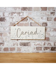 WELSH CARIAD PLAQUE ENGRAVED WHITE WOOD WITH BEES