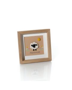 WELSH SHEEP FRAMED HAPUSRWYDD EASEL PLAQUE WITH 3D RESIN PEBBLE SHEEP